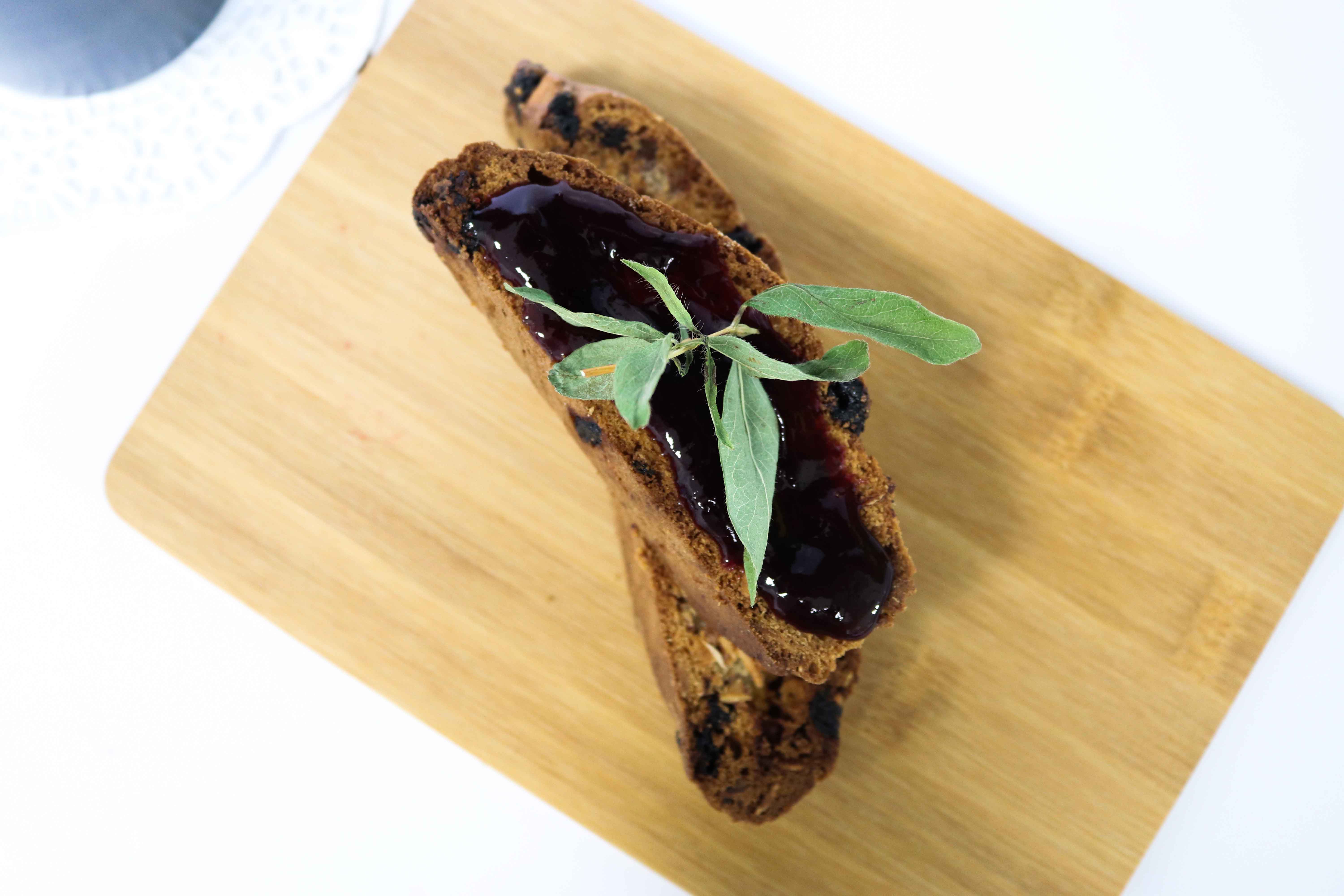 Dried Haskap and Almond Biscotti